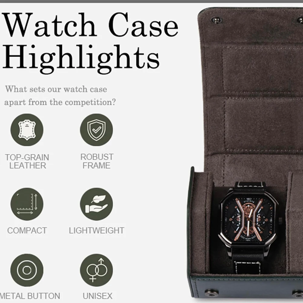 Premium Hexagonal Leather Travel Watch Roll For Multiple Watch Capacity Storage Organizer for Men Women Gift 1 2 3 Slots