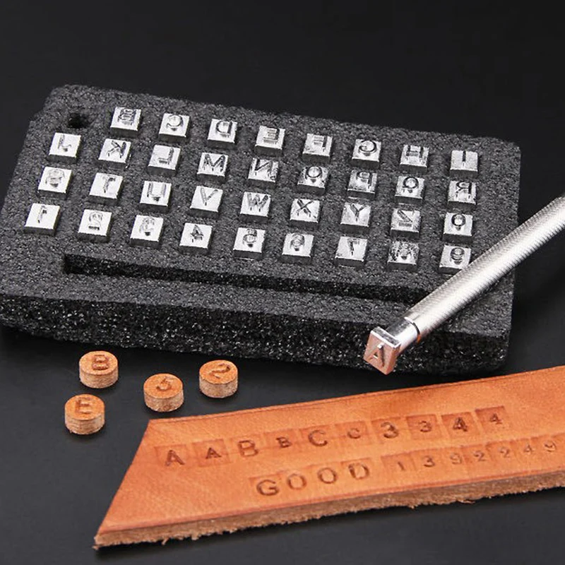 【36Pcs Steel Alphabet Letter Number Leather Stamp Punch Set Leather Craft】