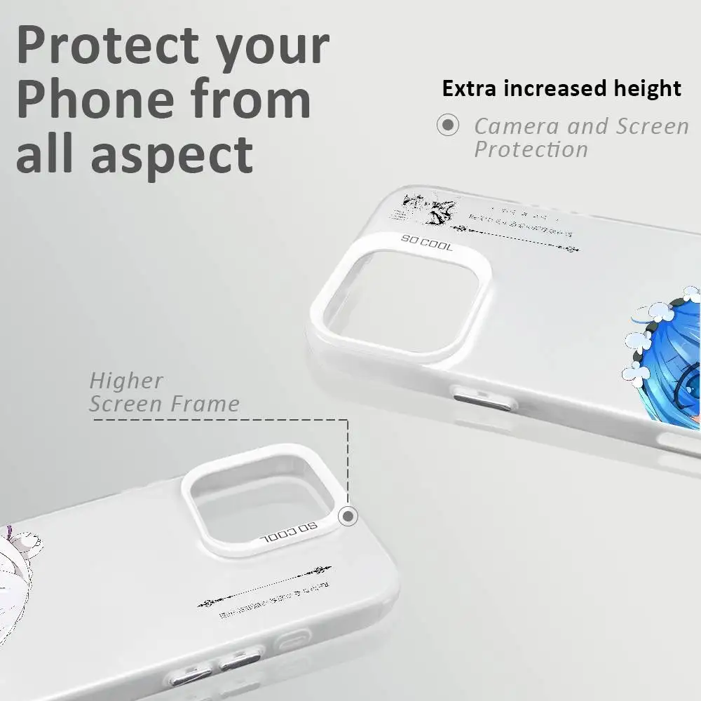 Japão anime re z-zeroes bonito caso de telefone para iphone 16 15 14 13 12 11 plus pro max multicolorido aurora laser à prova de choque funda capa