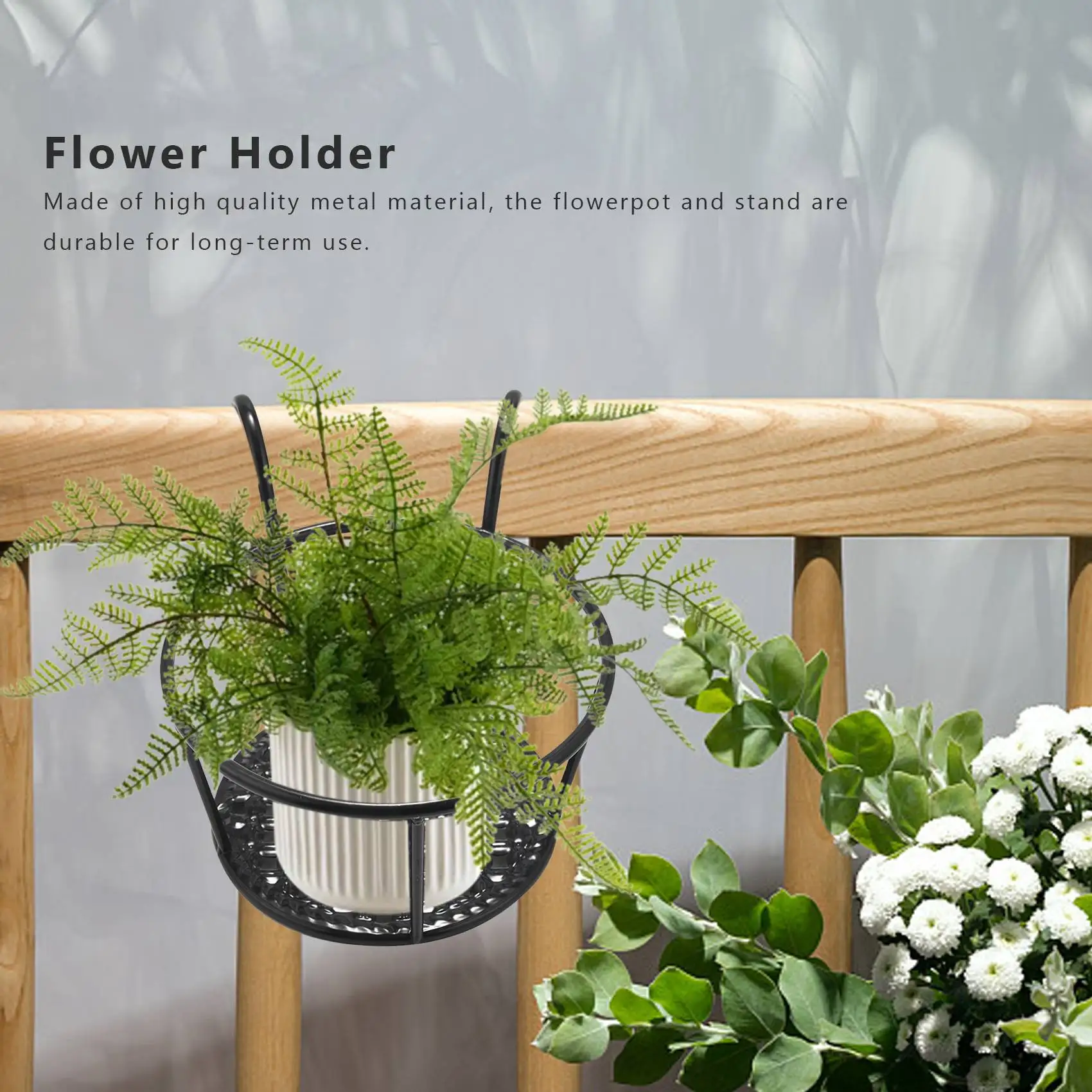 Metal Flower Holder Shelf Stand Hanging Pots Basket Plant Garden Wall Storage