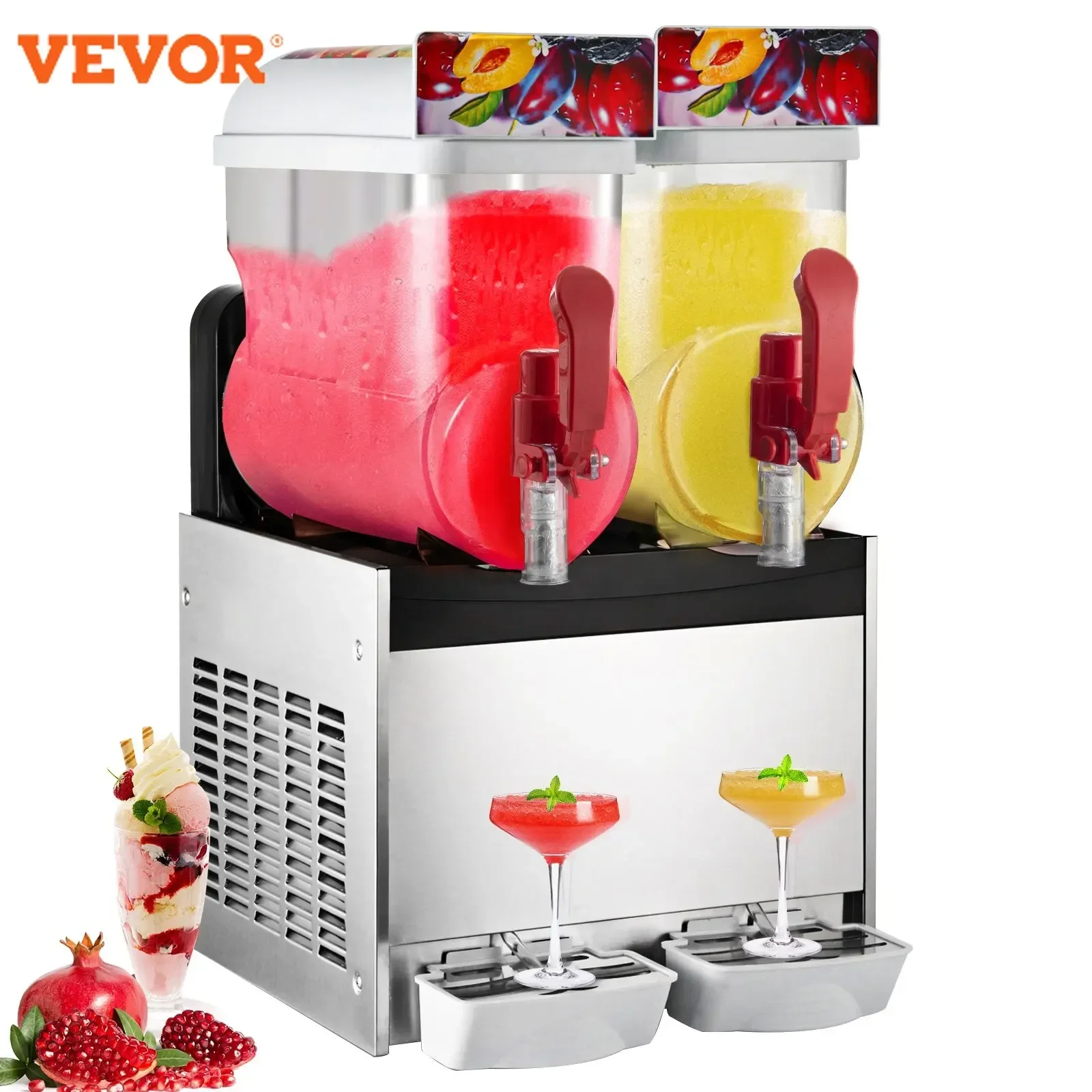 VEVOR Commercial Slushy Machine 500W Margarita Smoothie Frozen Drink Maker adatto per Ice Juice Tea Coffee Making 15L x 2 Tank