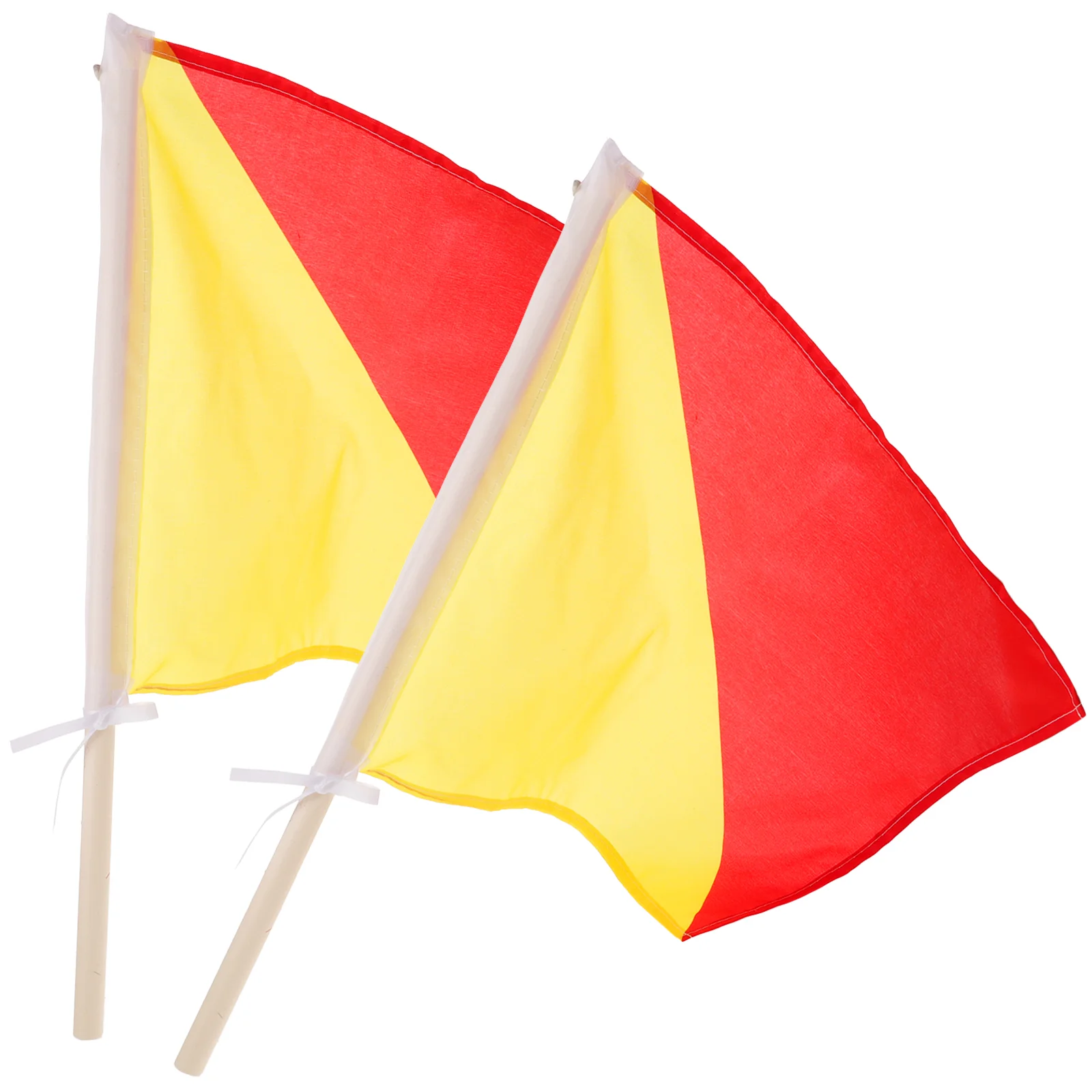 2 Pcs Red and Yellow Flag Volleyball Game Small Hand Flags Racing Sign Referee