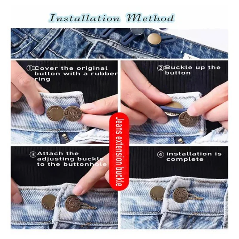 5/15pcs Metal Button Extender Perfect To Any Jeans Pants Free Sewing Retractable Jeans Waist Button Extended Buckles Fixing Kit