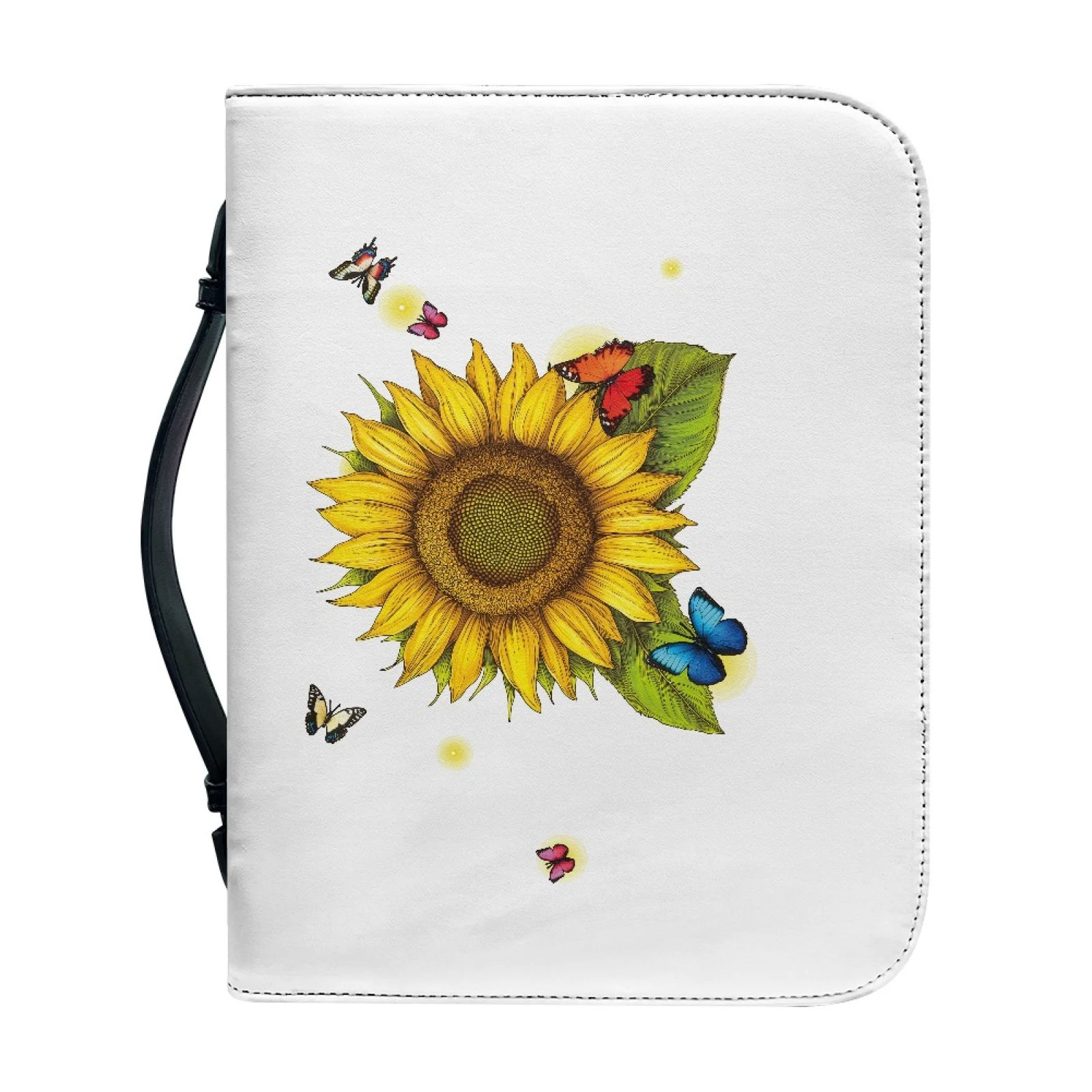 XIXIRIMIDO Sunflower Butterfly Print Bible Cover PU Leather Protective Bible Bag for Church 2026 Collection