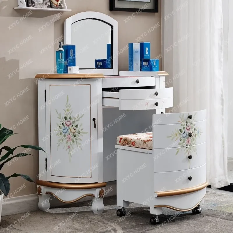 Lpainted dresser flip cover makeup table multi-functional desk simple economical small dresser with mirror