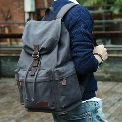 Men's Backpack Canvas Business Vintage Computer Notebook Drawstring  Mochilas  Large Capacity Bag For College Youth