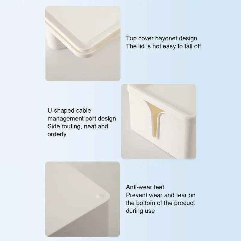 Boîte de Rangement pour Câble Anti-Cernes, Support de Barrette d'Alimentation, Sortie au Sol, Coffre-Fort