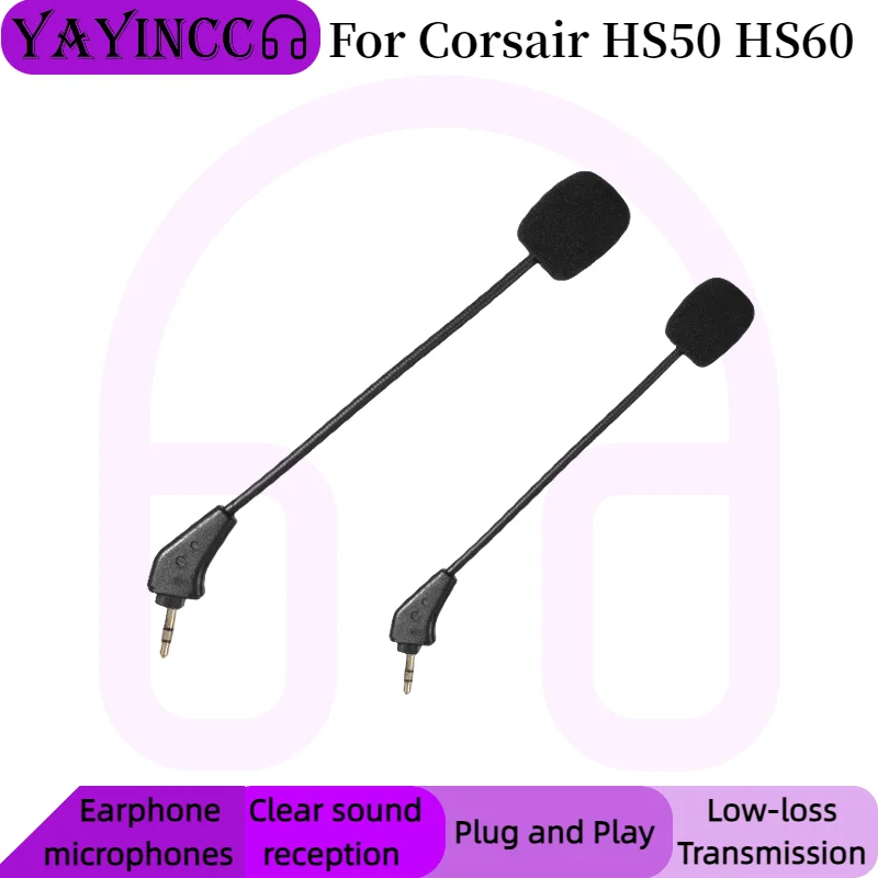

YAYINCC Replacement Gaming Mics 3.5mm Game Microphone For Corsair HS50 HS60 Detachable microphone rod plug and play MIC