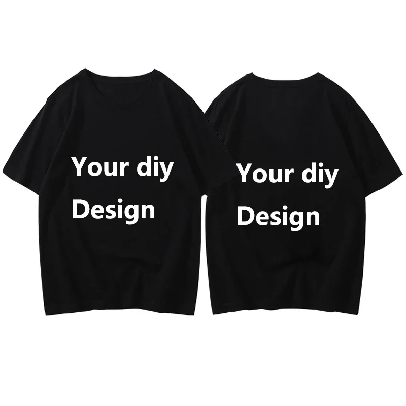 Custom T-Shirt Link Round Neck Short Sleeve Black White T Shirt