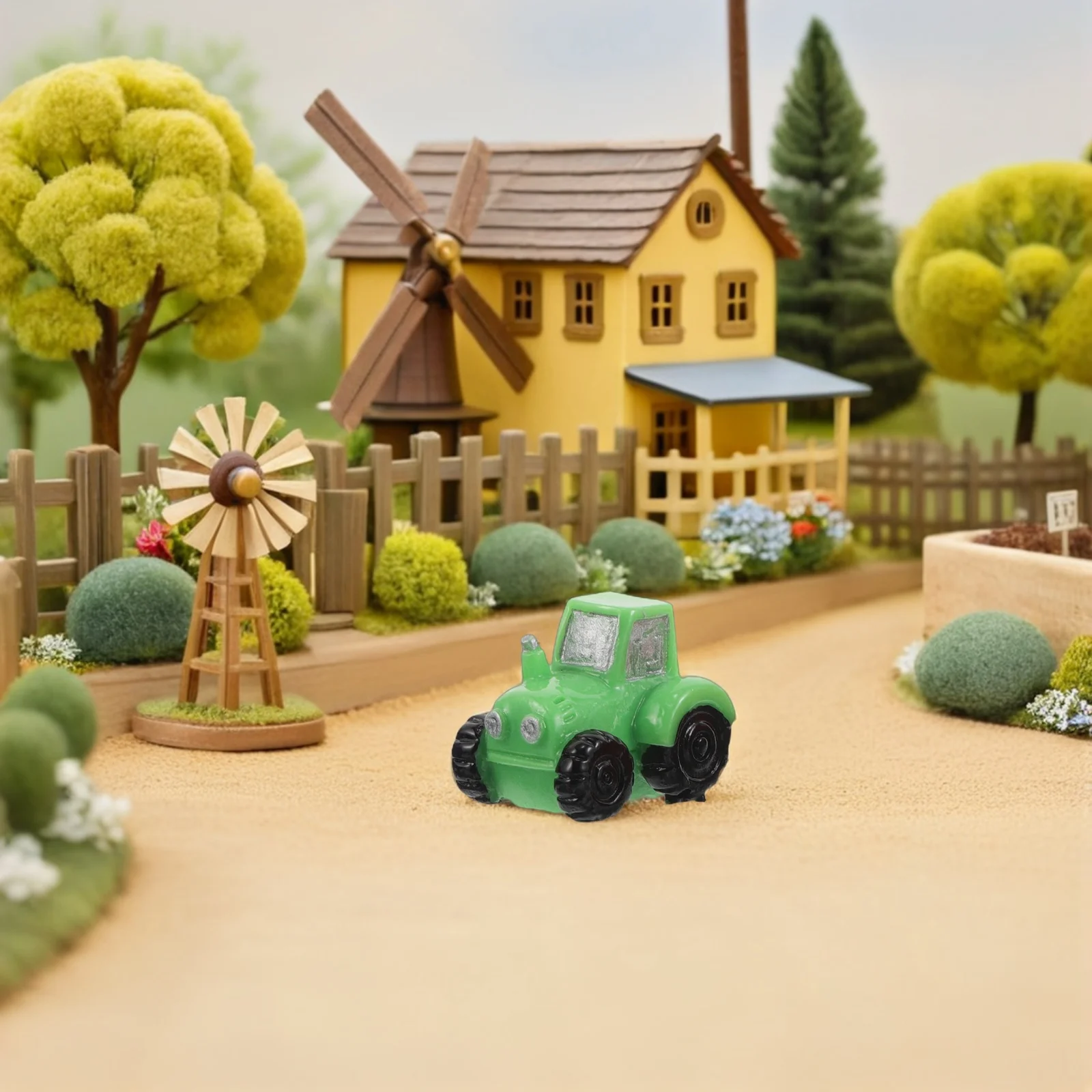 

12Pcs Mini Resin Tractor Accessories Realistic Design Durable Material for Micro Landscape and Fairy Garden Mini Resin Figurines
