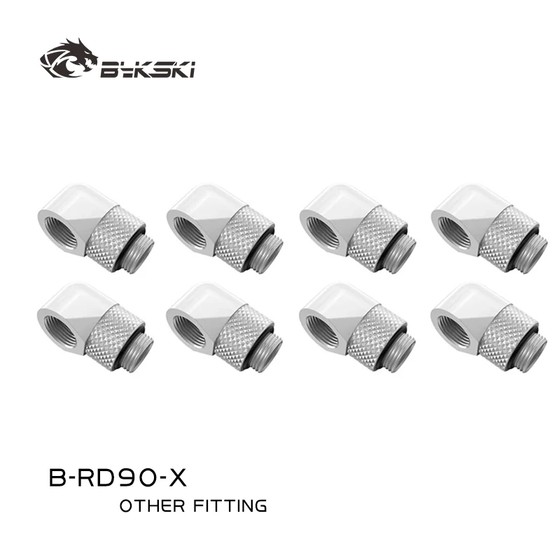 BYKSKI 4/6/8pcs G1/4'' Thread 90 Degree Rotary Fittings Adapter Rotating 90 Degrees Water Cooling Adaptors Black Silver B-RD90-X