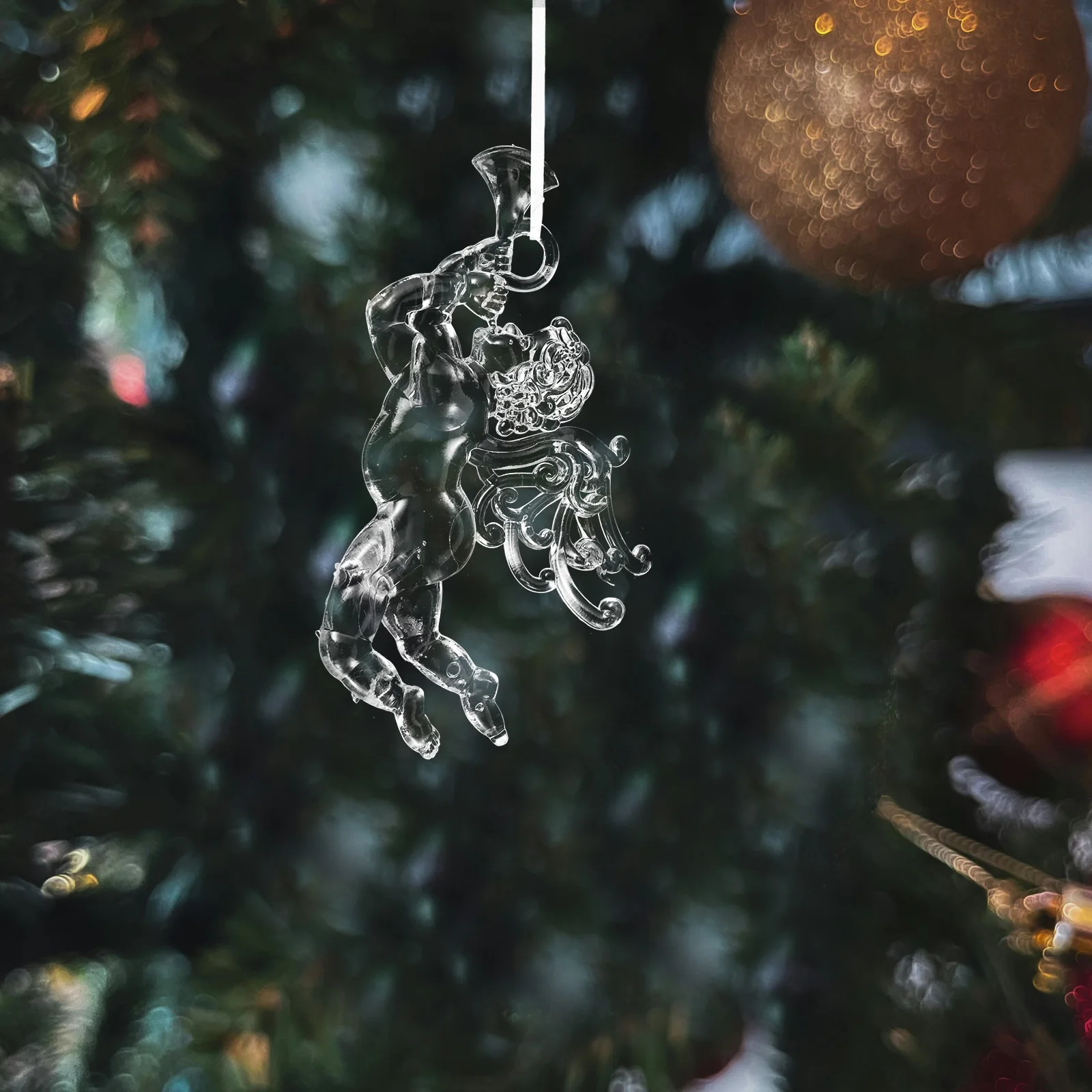 

4Pcs Transparent Cupid Hanging Ornaments Clear Acrylic Angels Decorations Christmas Tree Pendants Holiday Window Mantel