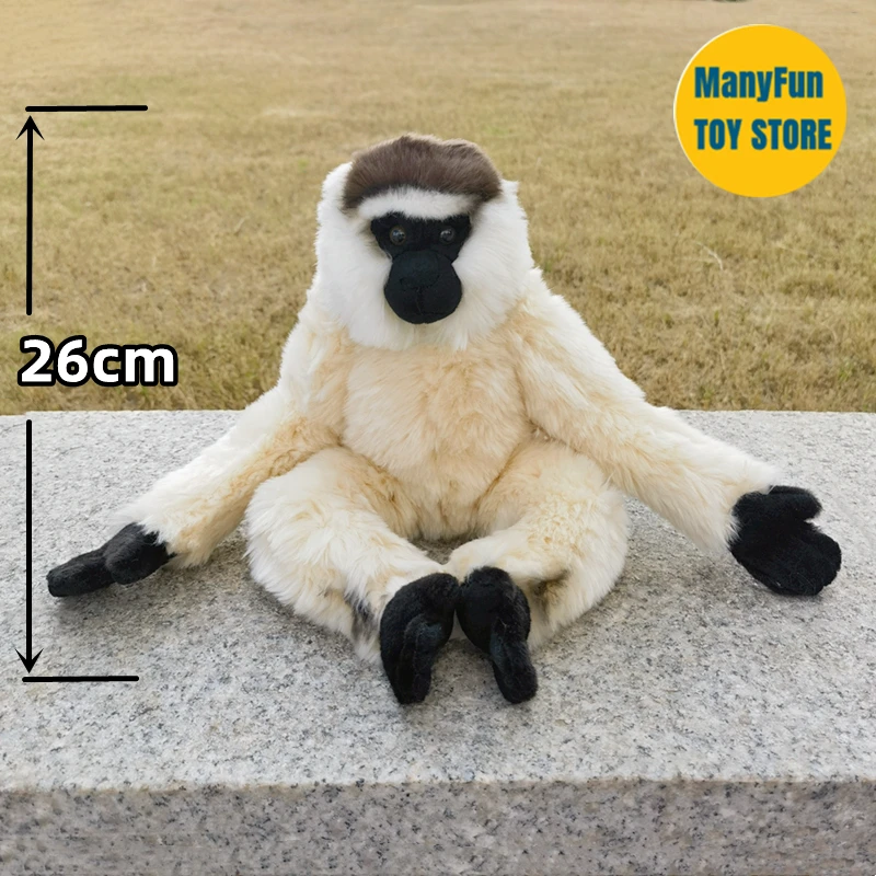 White Gibbon High Fidelity Monkey Plushie Sifaka Plush Toys Lifelike Animals Simulation Stuffed Doll Kawai Toy Gifts For Kids