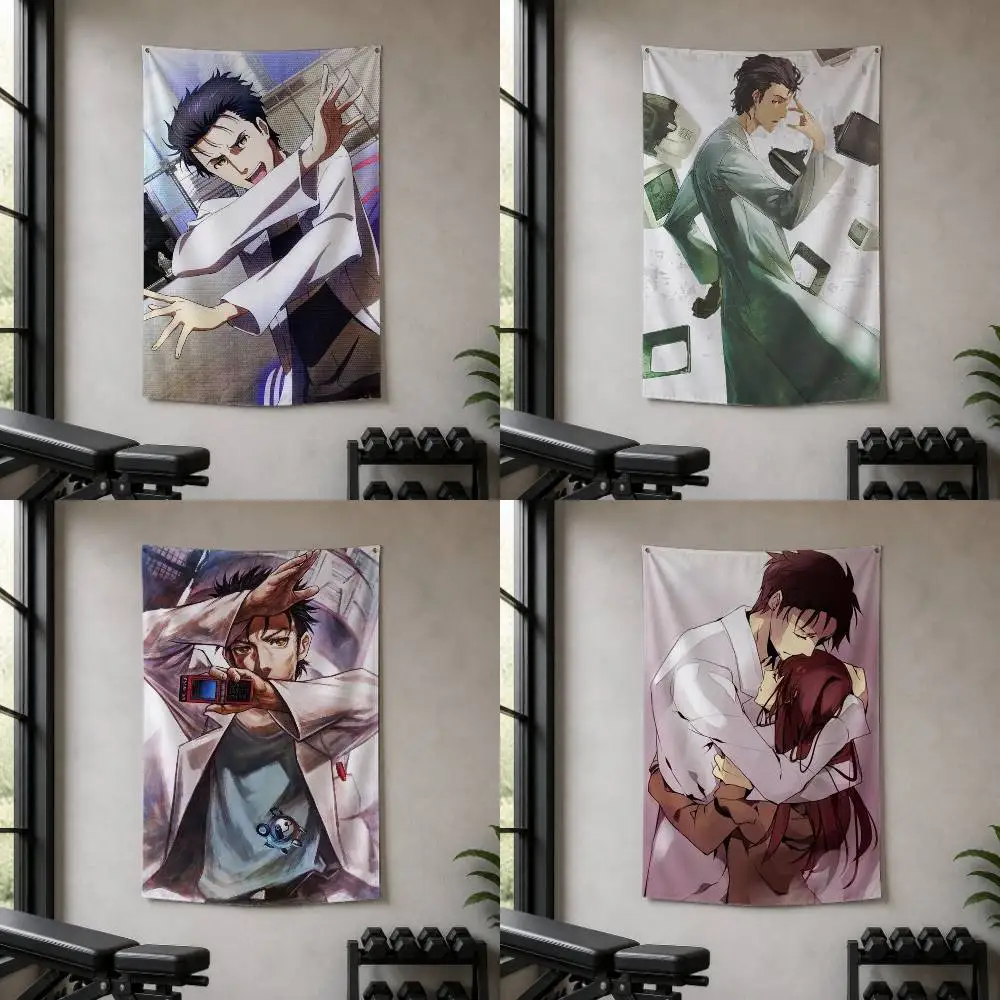Anime Steins Gate Decorative Hanging Flag with Grommets for Garage Bedroom Dorm Wall Decor