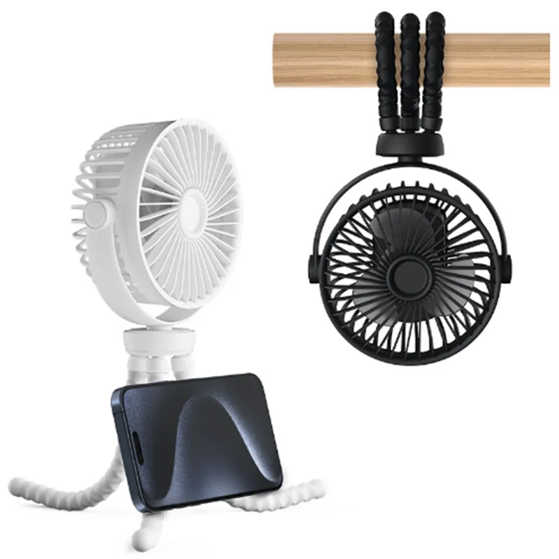 

ABUM-Baby Stroller Fan Mini Outdoor Fan USB Speed Flexible Octopus Fan Tripod Clip On Handheld Fan For Stroller Crib
