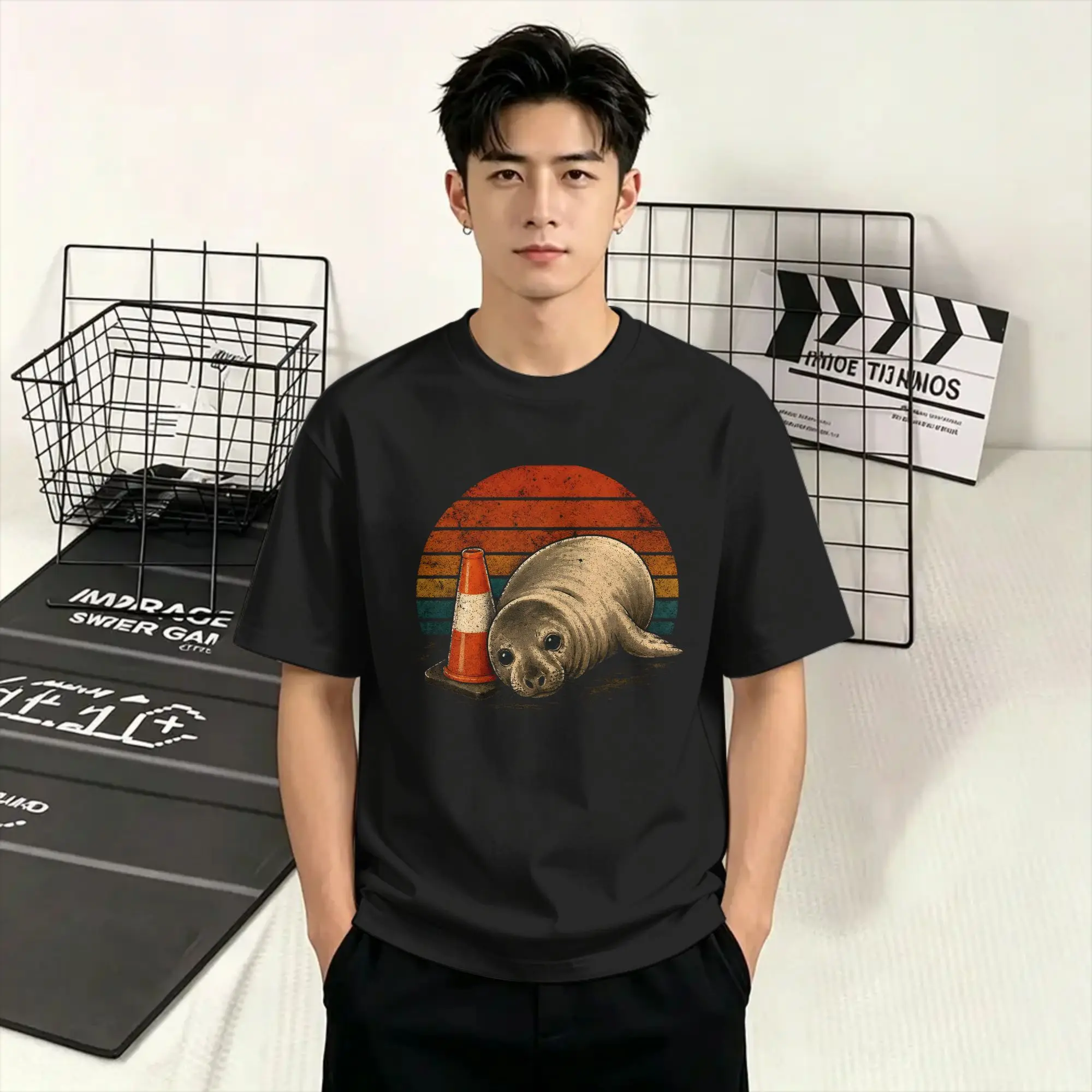 Neil the Seal  T Shirts Men's  Pure Cotton Fashion T-Shirts Round Collar  Tee Shirt Short Sleeve Tops Plus Size