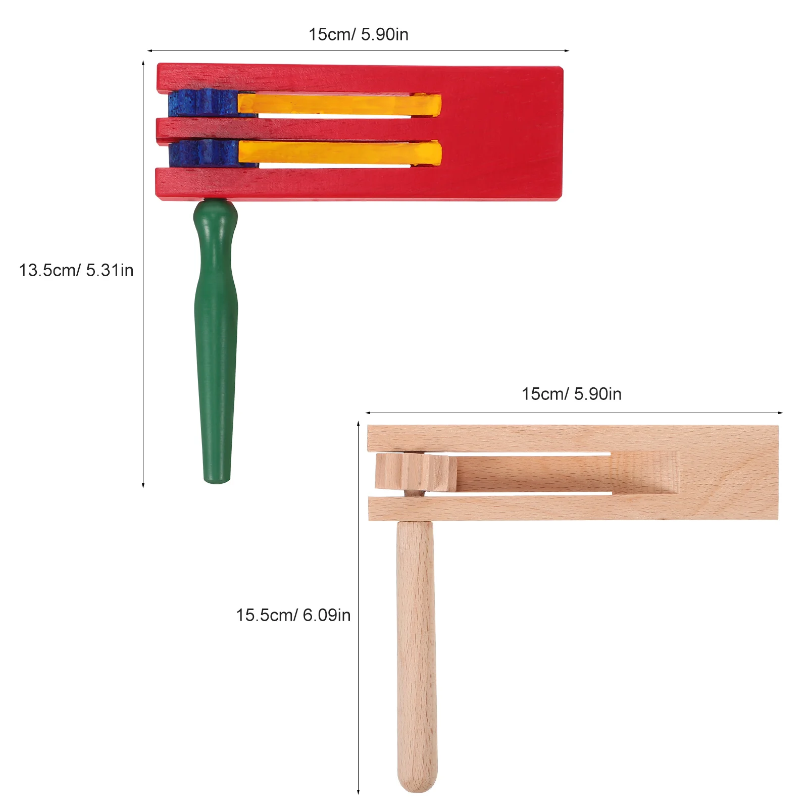2 Stück Premium-Holzratschen-Geräuschmacher, glatte, polierte Kanten für interaktives Spielen, Holz-Soundbretter, Holzratel