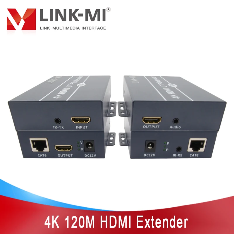 LINK-MI 120m 4K HDMI+USB KVM Extender over Cat5e/6 Cable with HDMI Loop Out Support Keyboard and Mouse, 3.5mm Audio/IR Extension