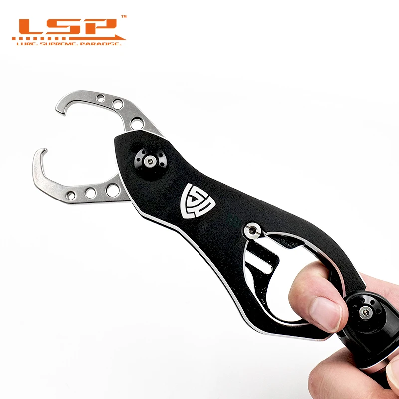 LSP Fish Gripper With Scale Aluminum Alloy Telescopic Handy Lanyard Ergonomical Handle Fishing Gifts for Men Fishing Tackle