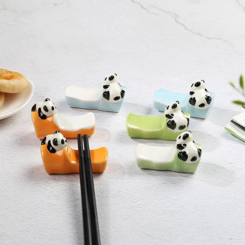 6 Pcs/Set Ceramic Chopstick Rack Cute Panda Pen Holder Spoon Fork Stand Kitchen Cutlery Tableware Ornaments