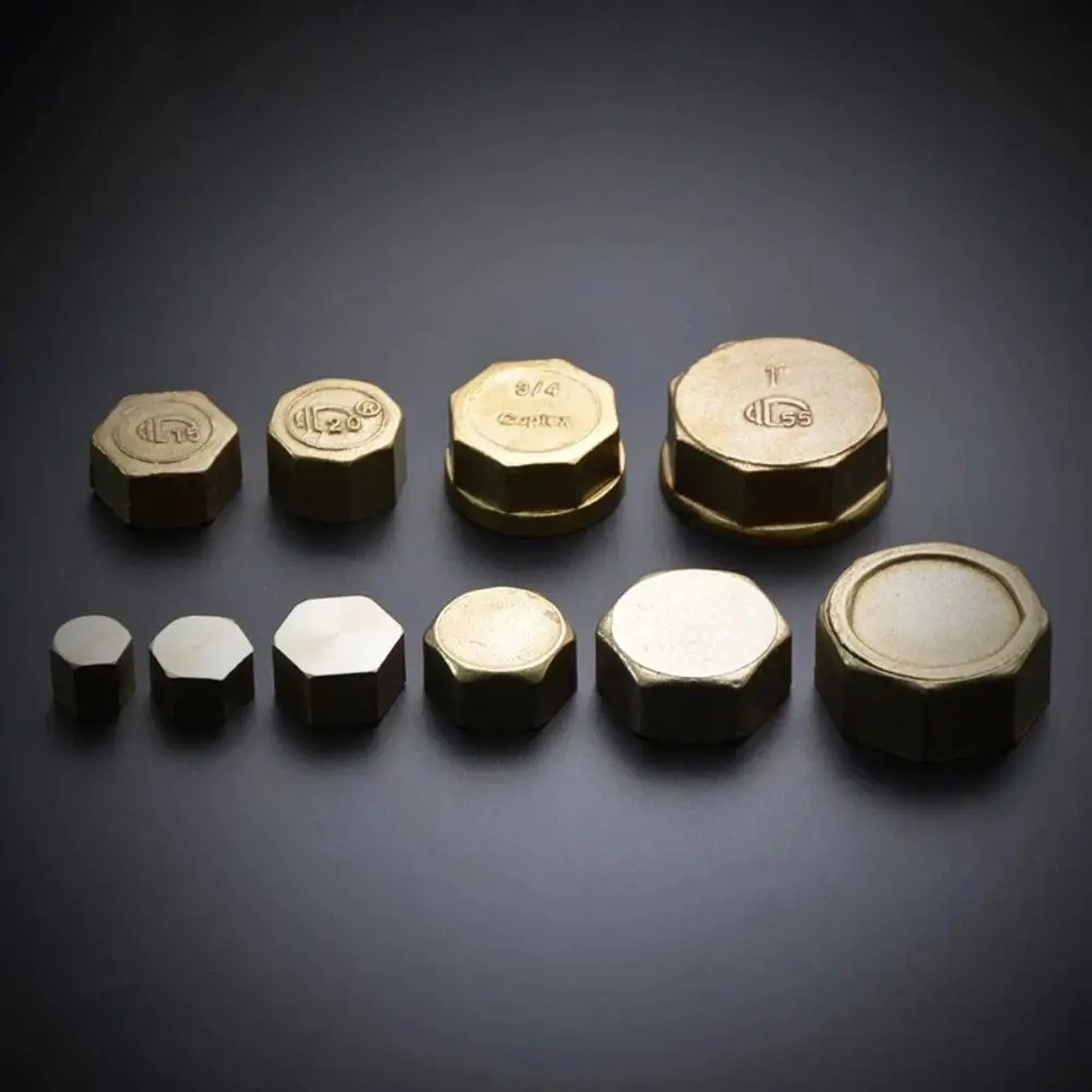 New Brass Threaded Pipe Plug Hex Head Corrosion Resistant Pipe End Cap Pressure Resistant Threaded Pipe Connector Water Pipe