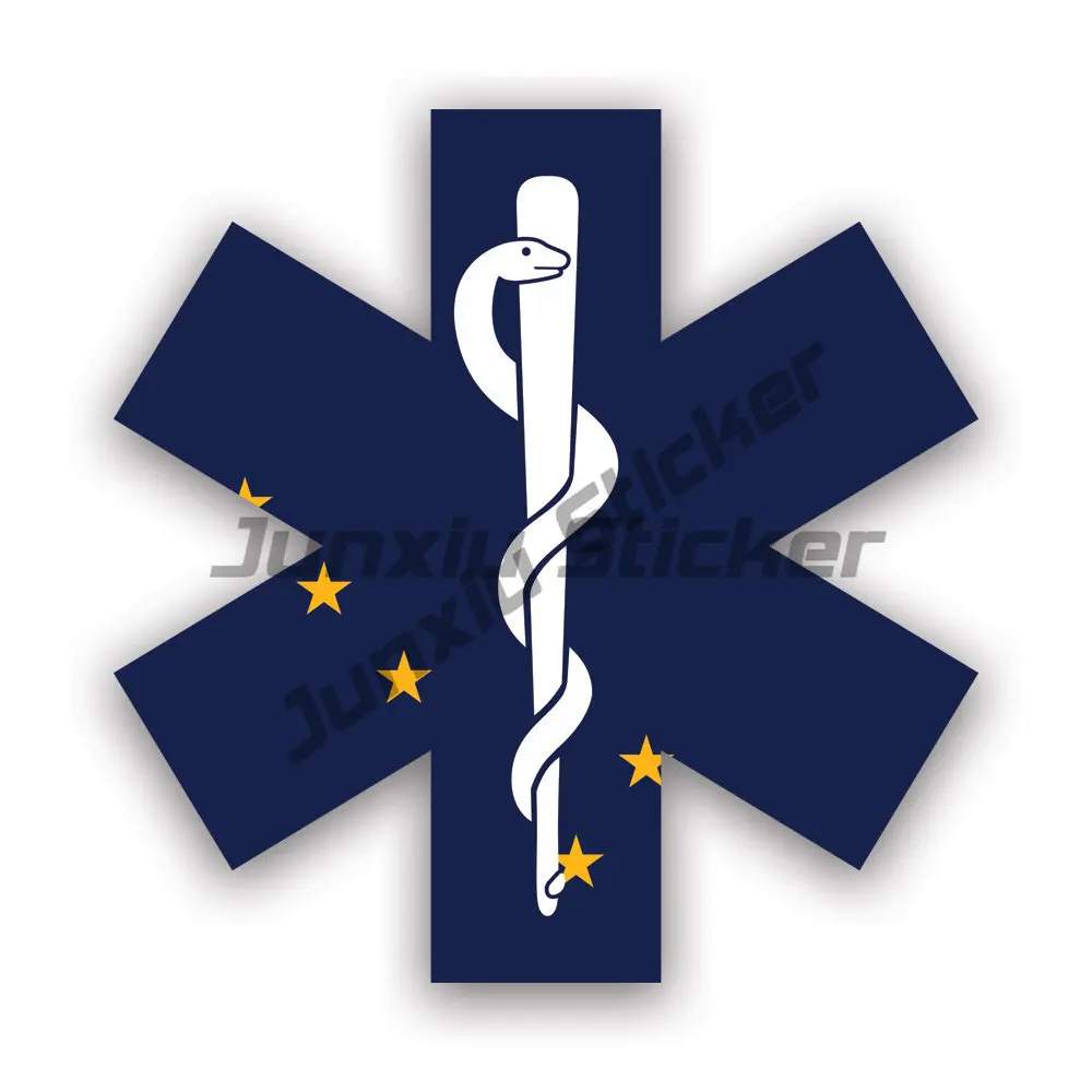 

Alaska Star of Life Flag Sticker American Alaska State Shaped Gay Pride Rainbow Outdoors UV Protected Decal Vehicle High-Quality