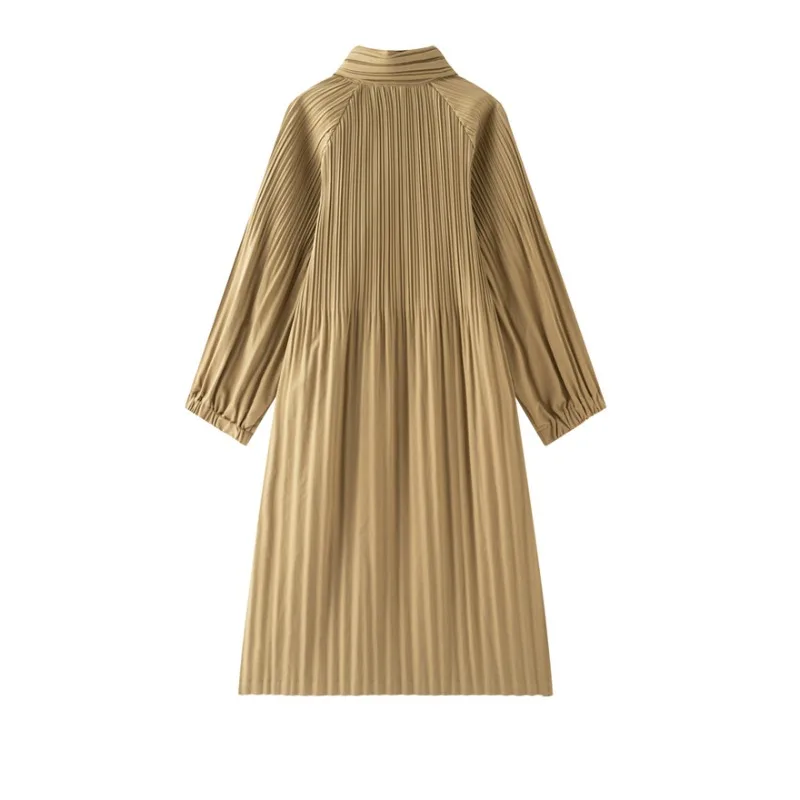 Miyake Design Pleated Trench Coat 2026 New Solid Single-Breasted Length Trench Coat Women Loose and Versatile Autumn Outerwear