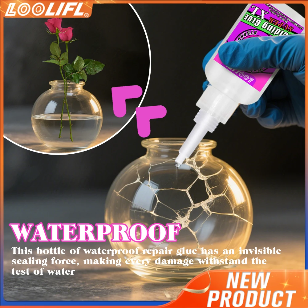 LOOLIFL- Colla per saldatura super oleosa, impermeabile e trasparente, legata istantaneamente, adatta per la manutenzione dei prodotti in vetro.