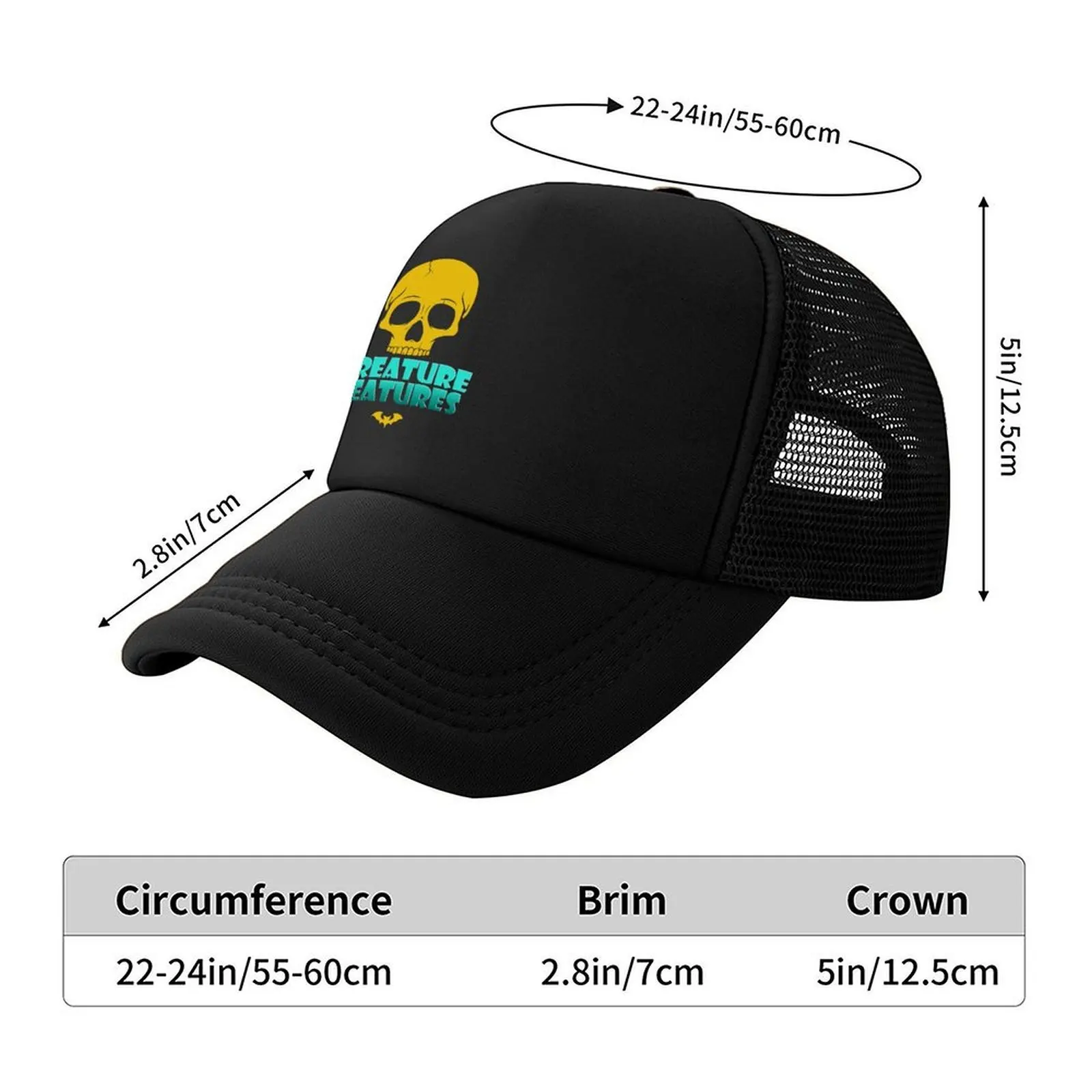 Creature Features Logo Baseball Cap Funny hats golf hat genuine Snapback Cap Golf Cap Caps For Men Women's