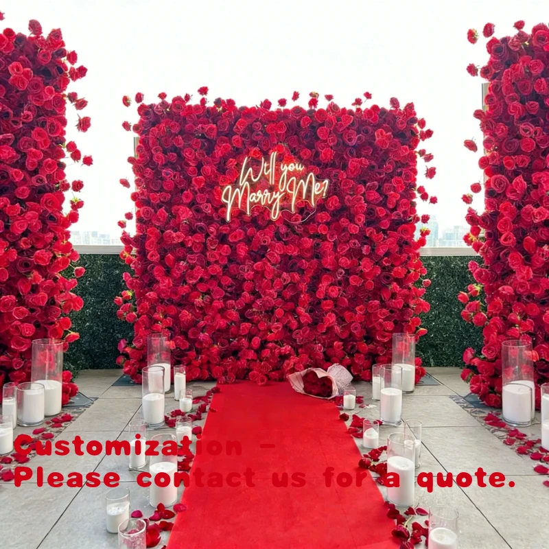 

Индивидуальный дизайн. Серия Red. Цветочная стена 8*8 футов для свадебного декора - фон для торжественных церемоний и украшение для мероприятий.
