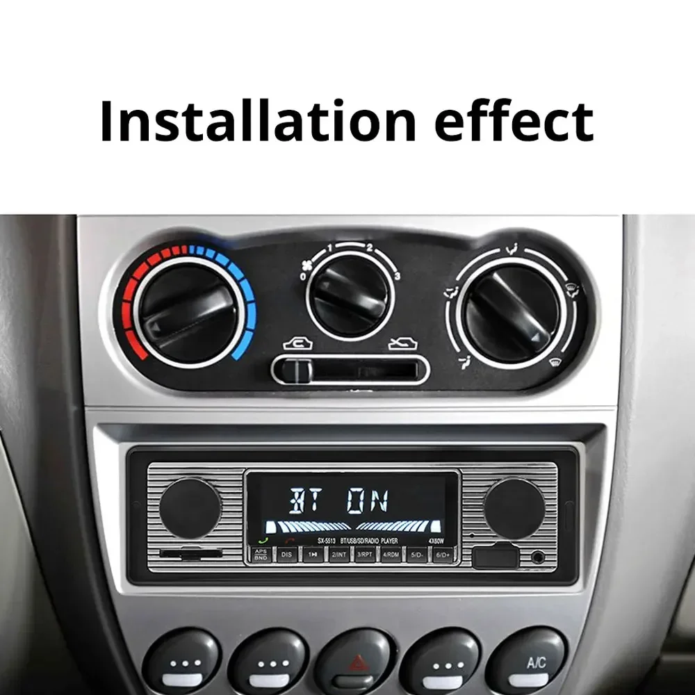 1 Din Car Radio MP3 Player Vintage Dual Knob Digital Bluetooth Audio Radio Multimedia Music USB SD Stereo Play in Dash AUX Input image 2