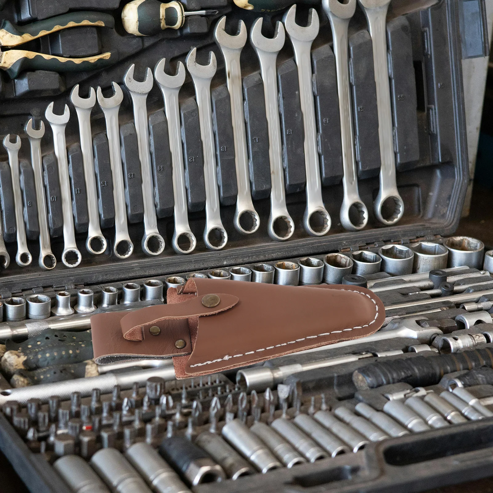 

Cowhide Tool Bag Brown Multifunctional Plier Pouch For Pruning Shears Garden Scissor Holder With Belt Clip Durable Organizer