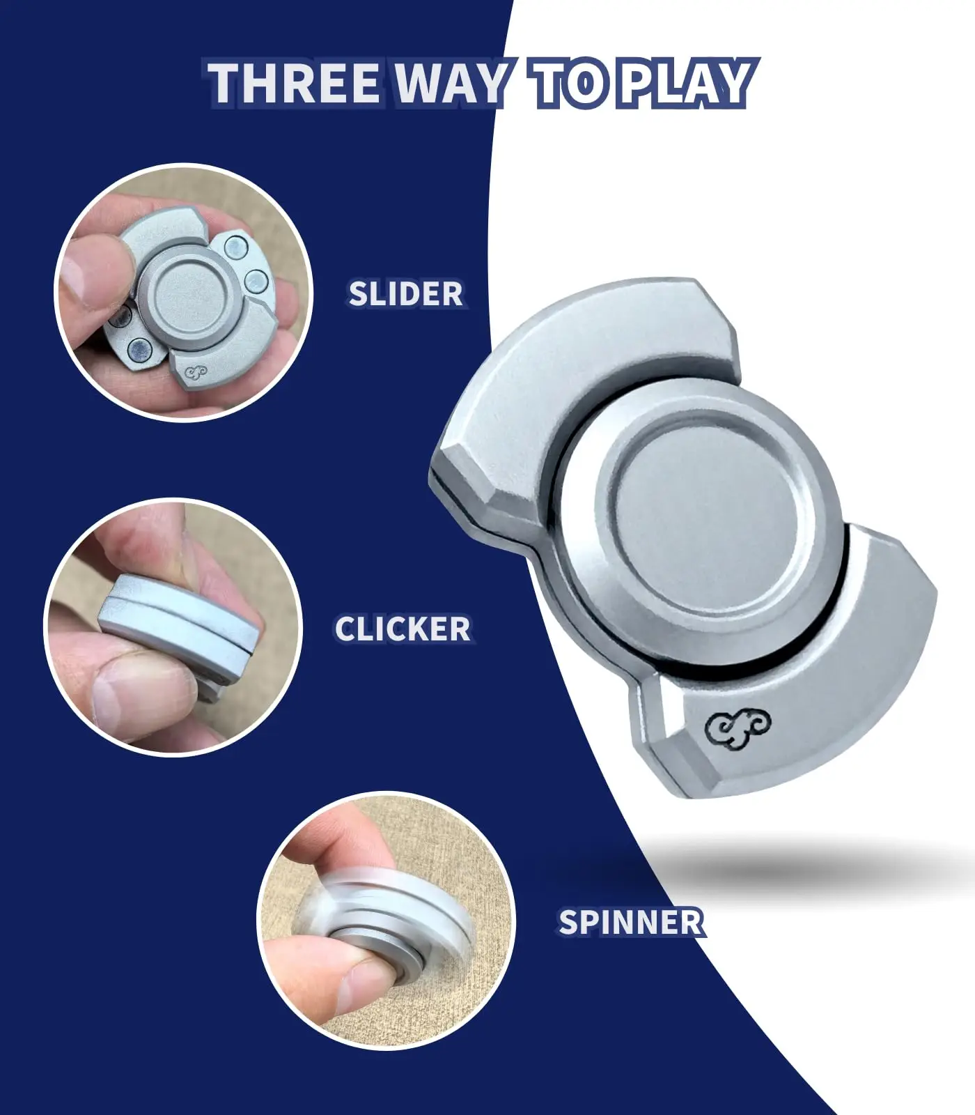 3-in-1-Fidget-Spinner aus Legierung, extrem leise, hohe Geschwindigkeit, Klick-Slide-Drehmodi, Stressabbau-Spielzeug für Erwachsene, tragbares Fokus-Gadget