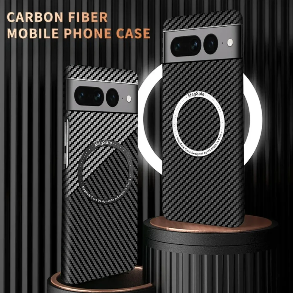 Funda de teléfono ultrafina magnética con patrón de textura de fibra de carbono de lujo para Google Pixel 10 9 PROXL 8 7 A Pro MagSafe Ring Armor Cover