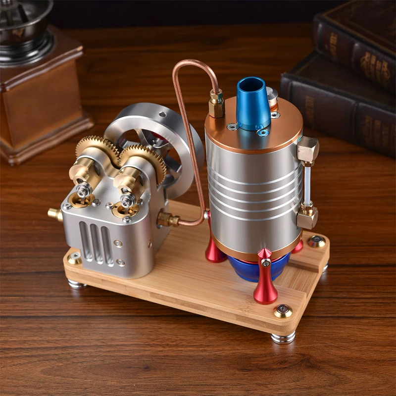 K007 Vertical Steam Engine Set Precision Cylinder and Heated Boiler Model Metal Toy