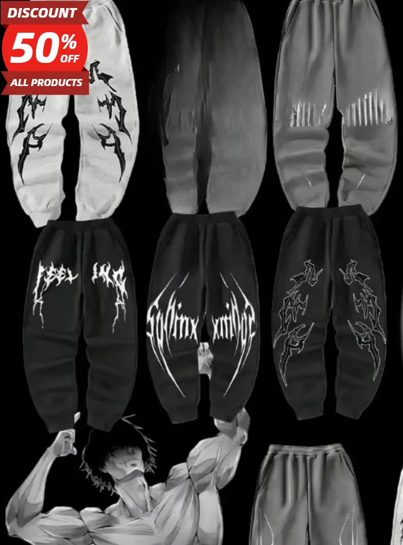 

Fitness Sports High Street Harajuku Y2K Men Women 25 New Loose Fit Dragon Soul Dark Trendy Streetwear Casual Joggers Trousers