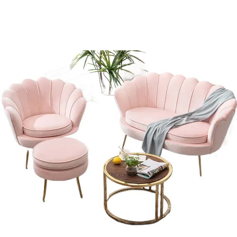 Nordic light luxury sofa chair, fabric living room, beauty salon, clothing store, manicure store reception leisure chair