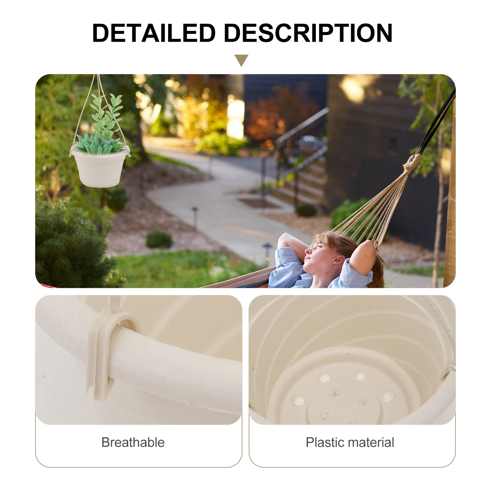 

4pcs Green Plastic Flower Pots Hanging Plant Holders Durable Balcony Garden Accessories Decorative Plant Containers For Home