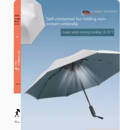 

cooling umbrella with a fan folding fan umbrella for men and women, sun protection, wind resistance, and sun blocking umbrellas