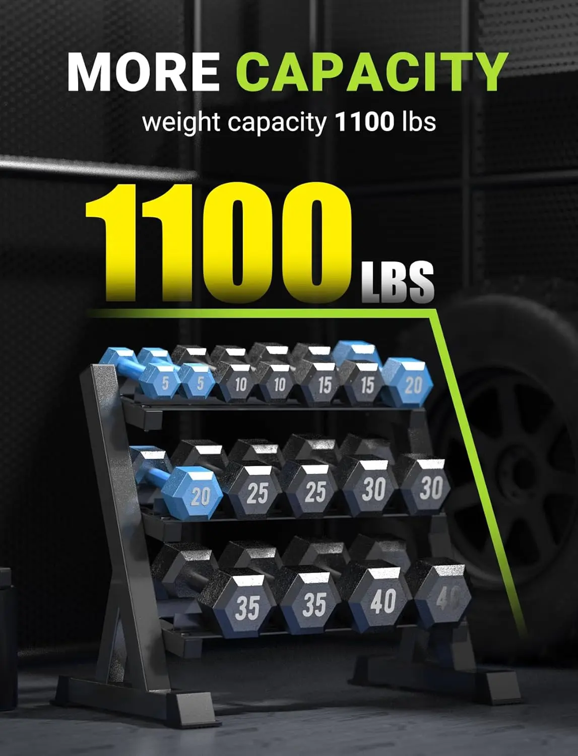 1100LBS Dumbbell Rack, Adjustable 3 Tier Weight Rack for Home Gym, Heavy Duty Dumbbell Storage Organizer Stand Holder(Rack Only)