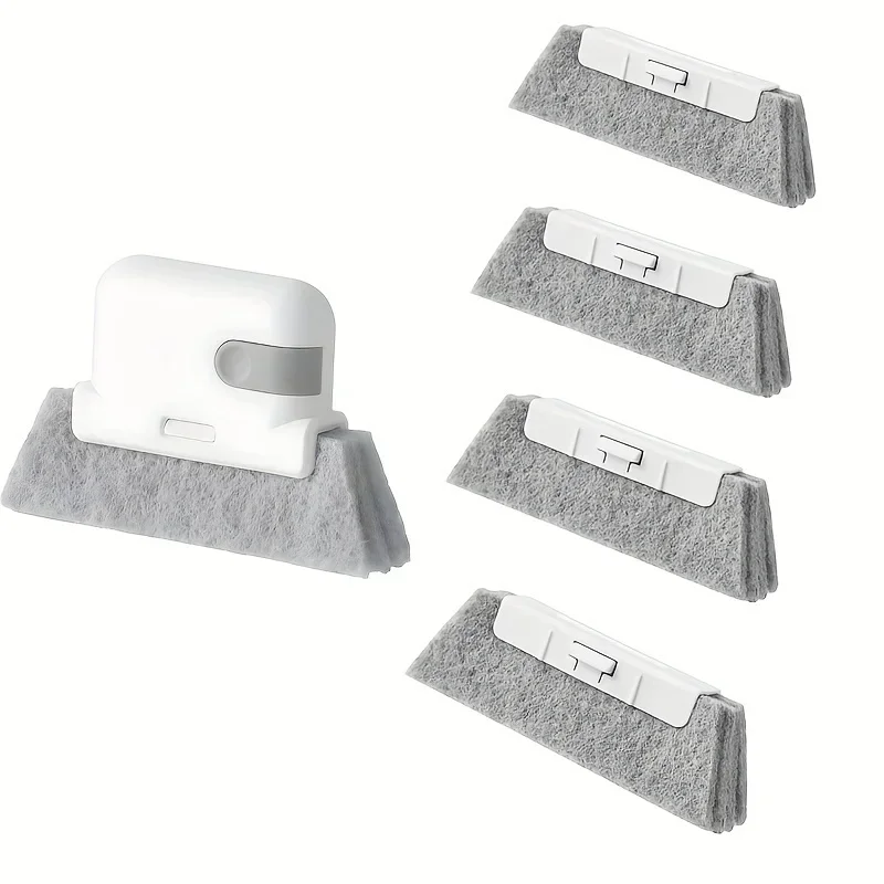 مجموعة فرش تنظيف المسار مكونة من قطعة واحدة مع 4 رؤوس فرشاة بديلة - تتميز بمقبض مريح للتنظيف العميق والفجوات الضيقة