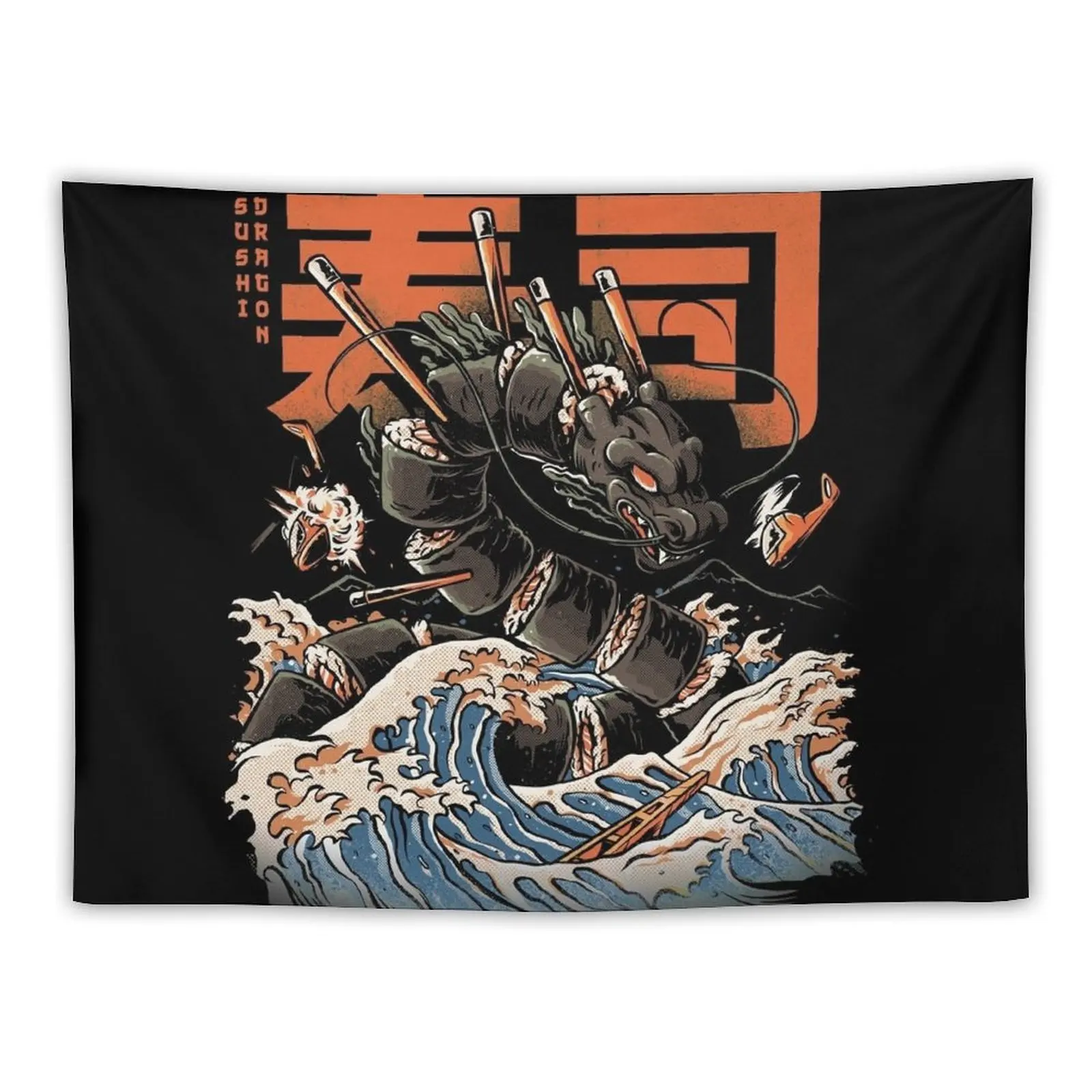 

The Black Sushi Dragon Tapestry Nordic Home Decor Room Ornaments Room Decoration Aesthetic Tapestry