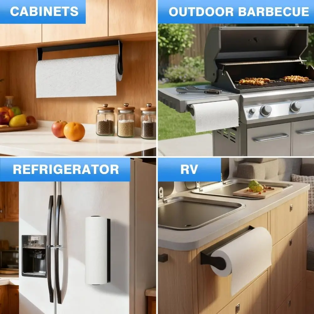 

1pc Stainless Steel Paper Towel Holder Self Adhesive Wall Mount Paper Towel Rack Under Cabinet Space-Saving Toilet Paper Stand