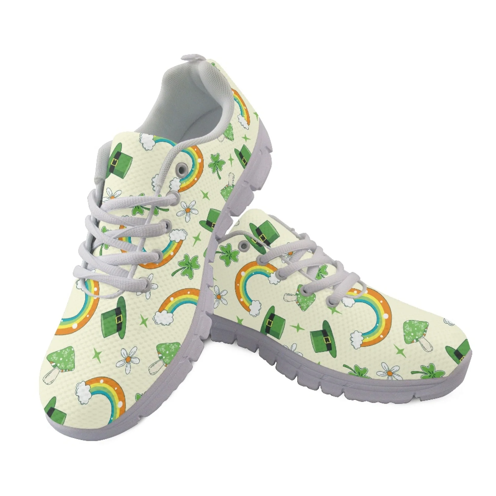 Coloranimal Rainbow Clover Theme Mens Sports Tennis Shoes Casual Comfortable Mens Athletic Trainers for Camping