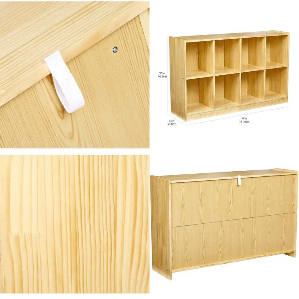 

8-секционный шкаф для хранения из соснового дерева с полкой-органайзером для рюкзака, 13 глубин x 48 шириной x высотой 30