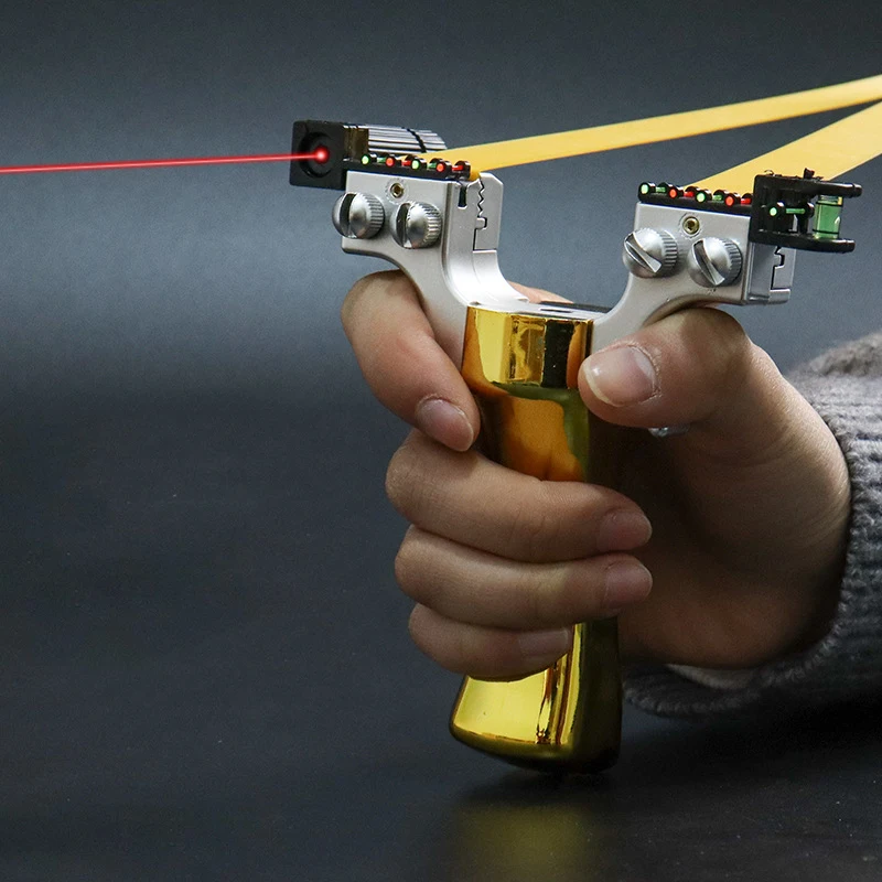 Outdoor Portable EDC No Binding Fast Flattening Leather Horizontal Aiming Infrared Laser Camping Shooting Slingshot