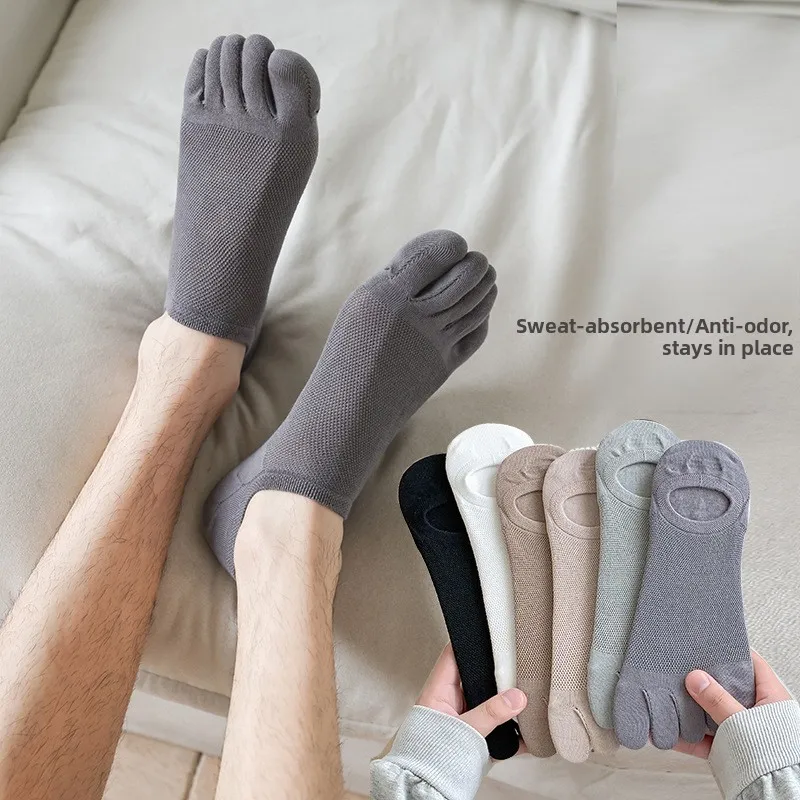 

Men's Summer Thin Breathable Cotton Mesh Anti-Odor Invisible Five-Finger Socks Comfortable Lightweight Toe Separators