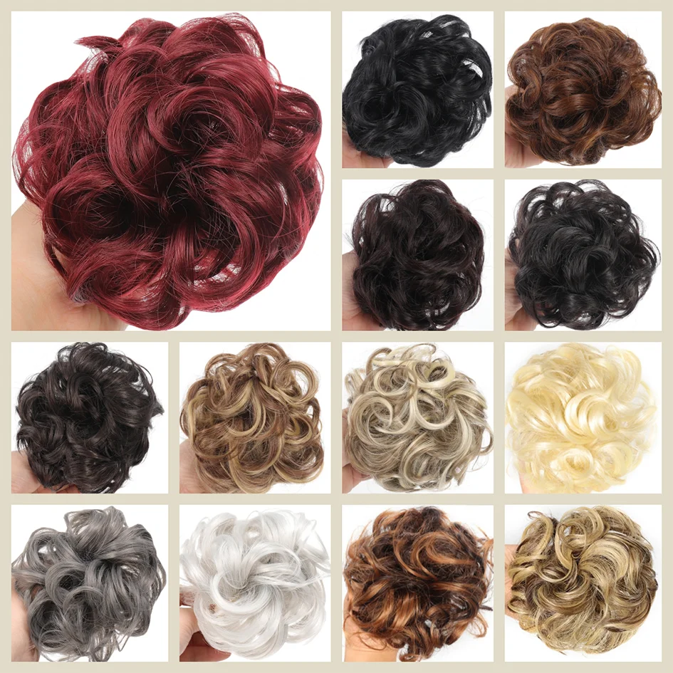 Synthetic Messy Hair Sideburns Scrunchie Hair Sideburns Donut Hair Sideburns Scrunchie Ponytail Hair Accessories Christmas
