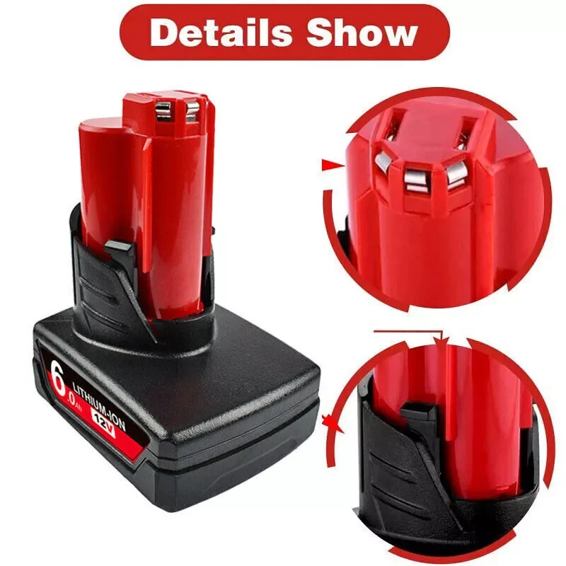 For Milwaukee 12V Battery Adapter For Impact Grinder Drill Tools Compatible M12 XC 48-11-2411, 48-11-2401 Tool Battery