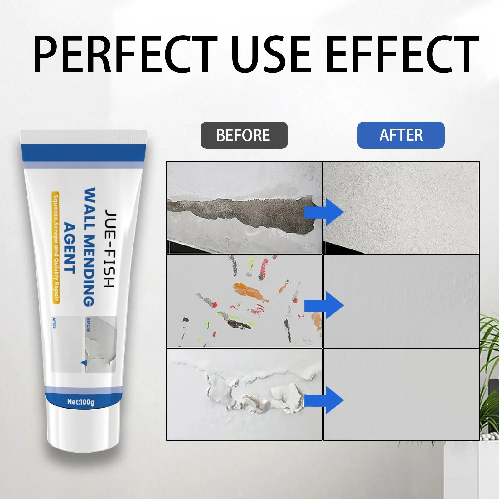 100g Wall Repair Paste,Wall Maintenance Renovation,Covering Mildew Stains,Durable Dirt-proof Household Wall Crack Repair Paste